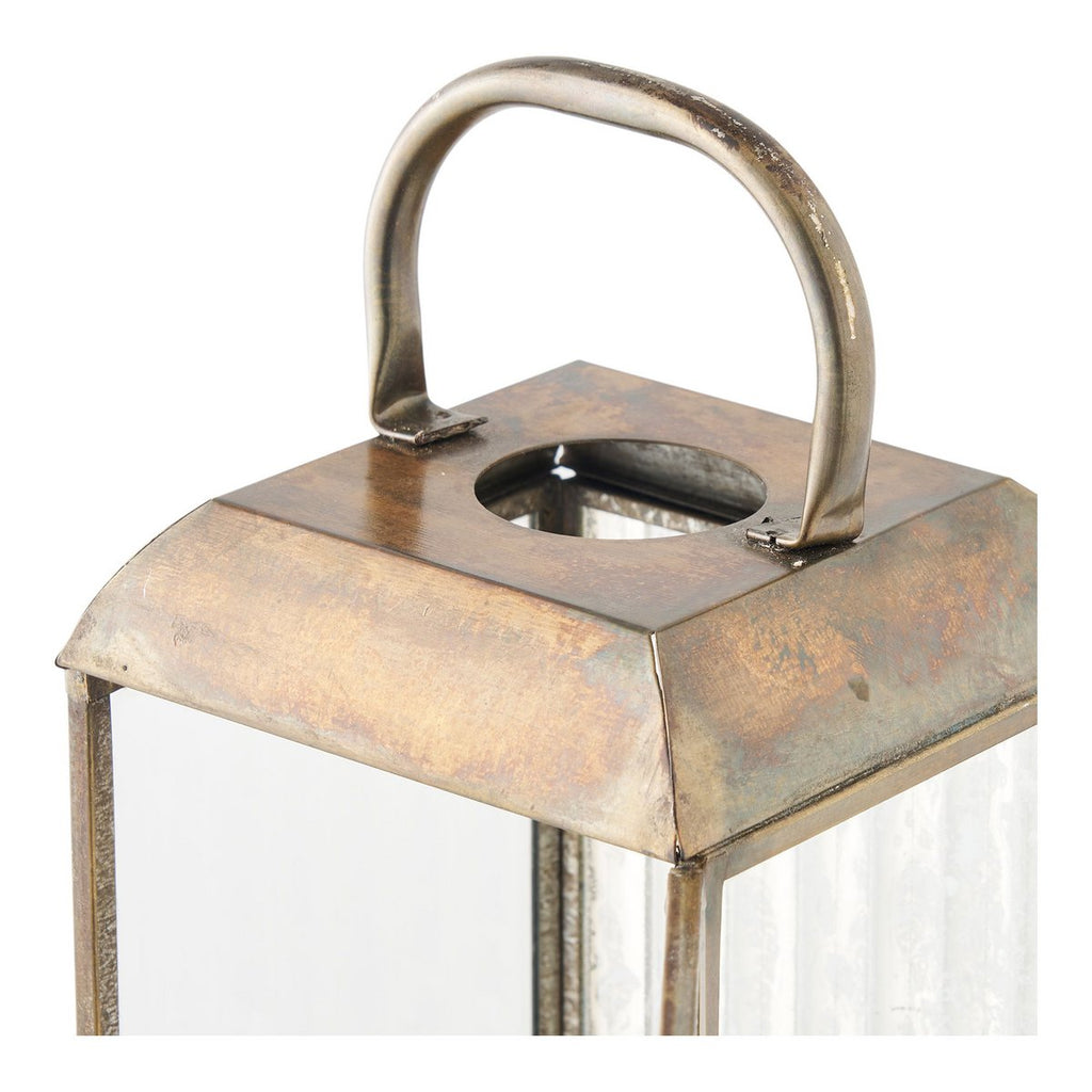 Herslev Lantaarn, glas/metaal, antiek messing look, 12x12x49 cm