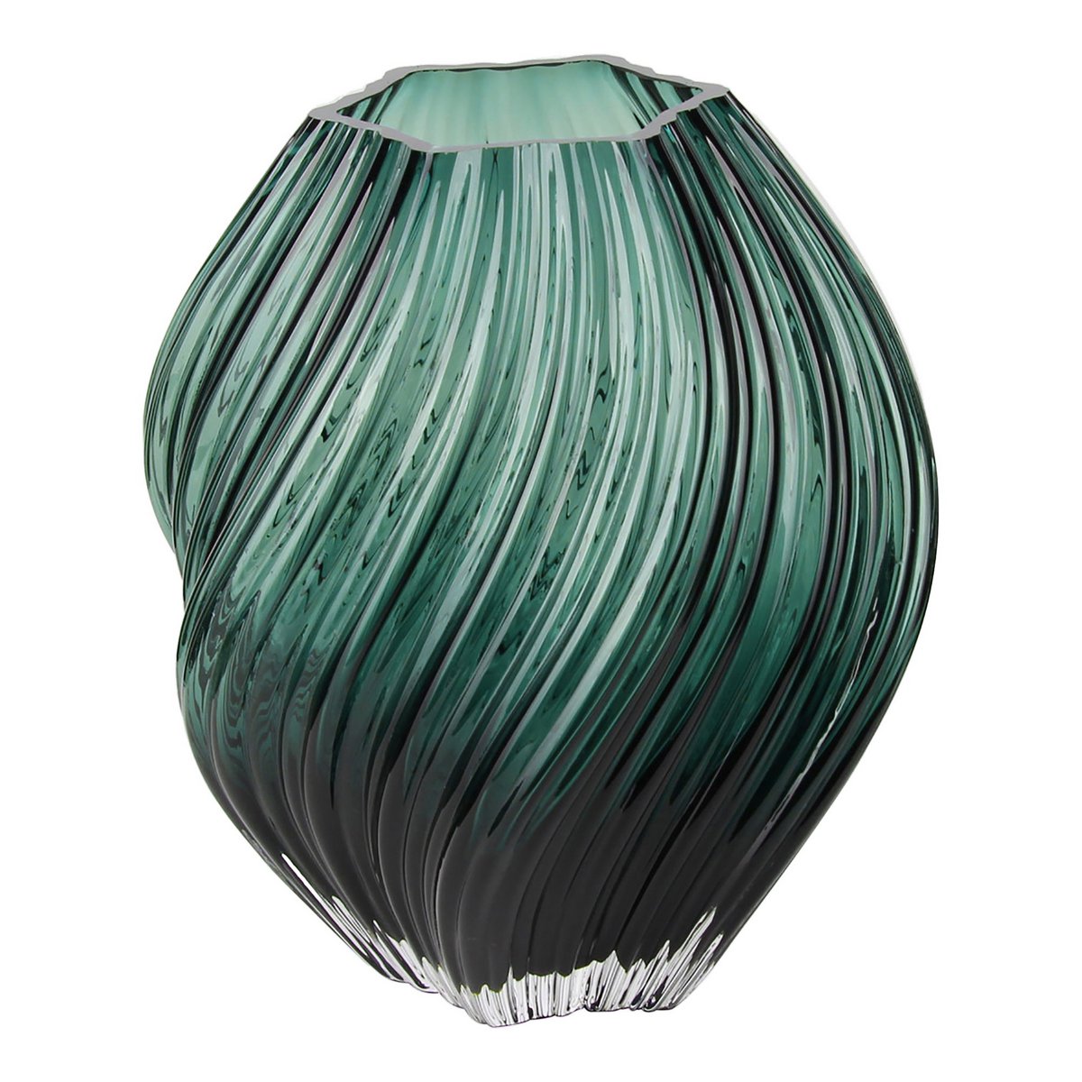 Vaas, mondgeblazen glas, donkergroen, ø19x23 cm