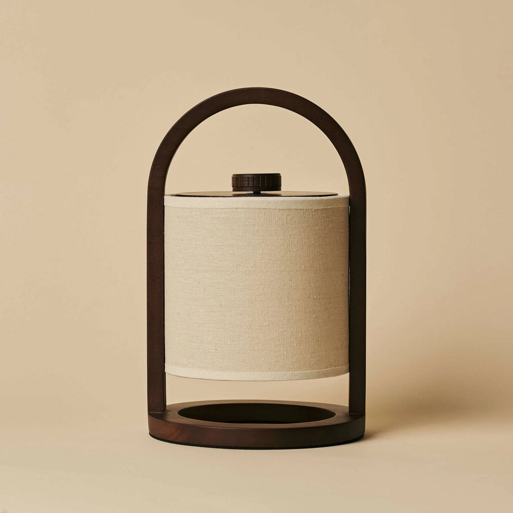 River donkerbruine houten oplaadbare lamp