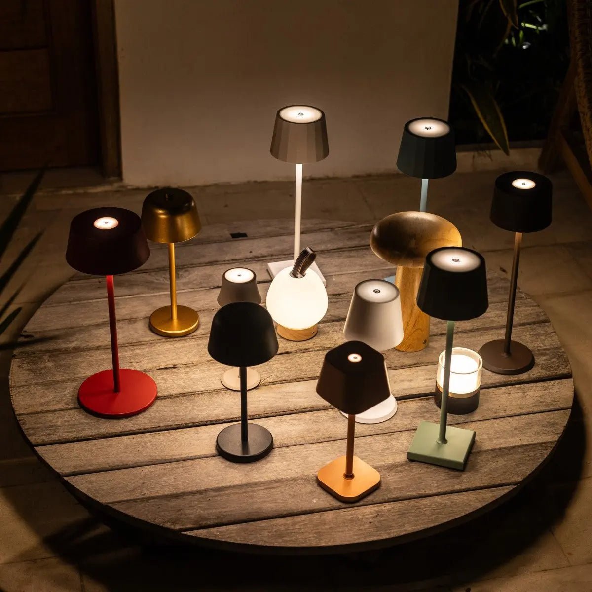 Lennart Lichtbruine houten oplaadbare tafellamp