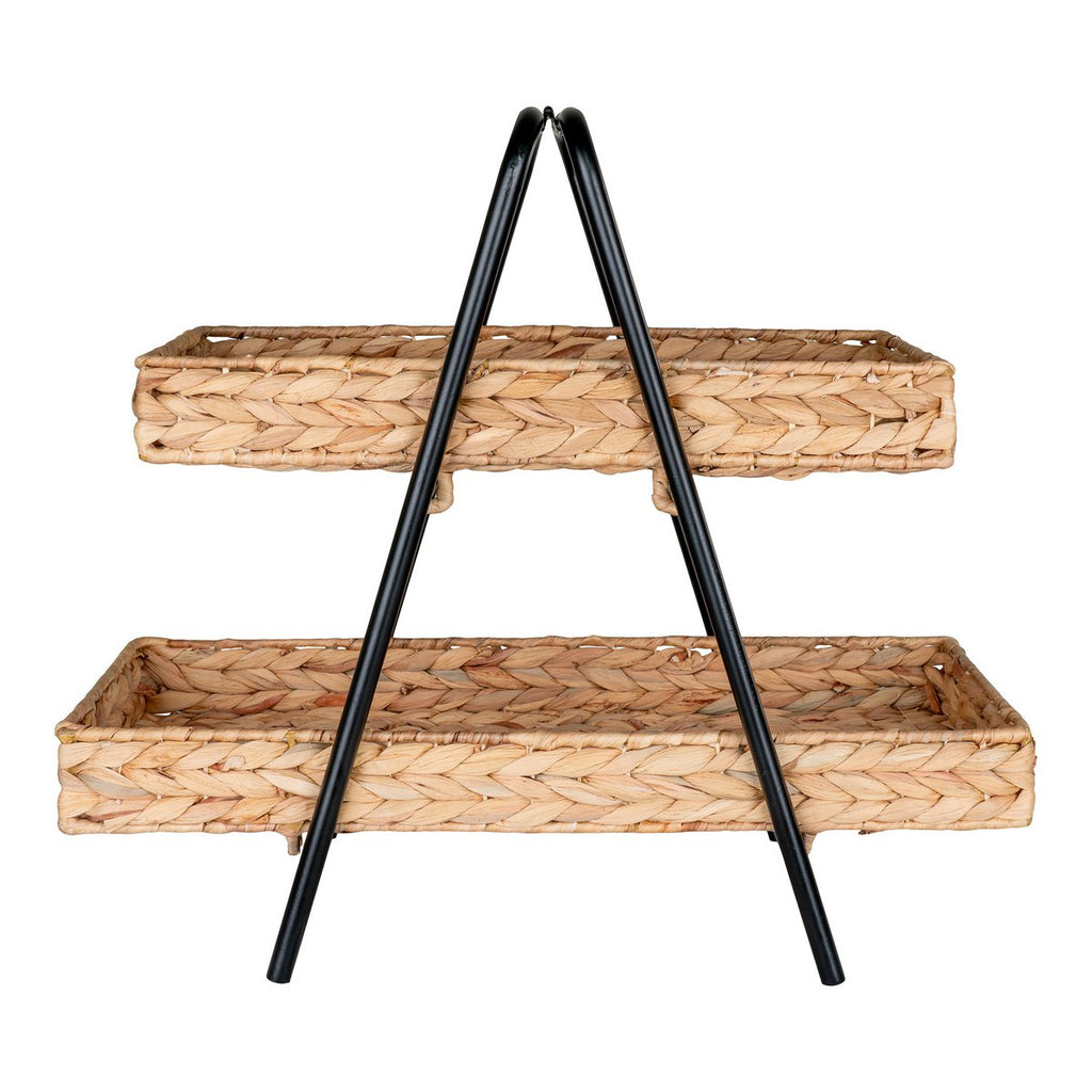 Alfaro Dienblad - Naturel/zwart, waterhyacint, metaal, 42x23x43,5cm