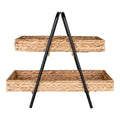 Alfaro Dienblad - Naturel/zwart, waterhyacint, metaal, 42x23x43,5cm