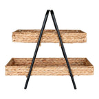Alfaro Dienblad - Naturel/zwart, waterhyacint, metaal, 42x23x43,5cm