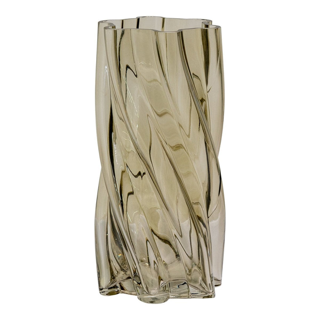 Vaas mondgeblazen glas, gerookt groen