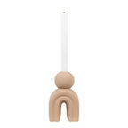 Kaarshouder steengoed bruin voor sfeervolle interieurs – bruin steengoed, 10,5 x 6,5 x 17 cm & warme uitstraling.