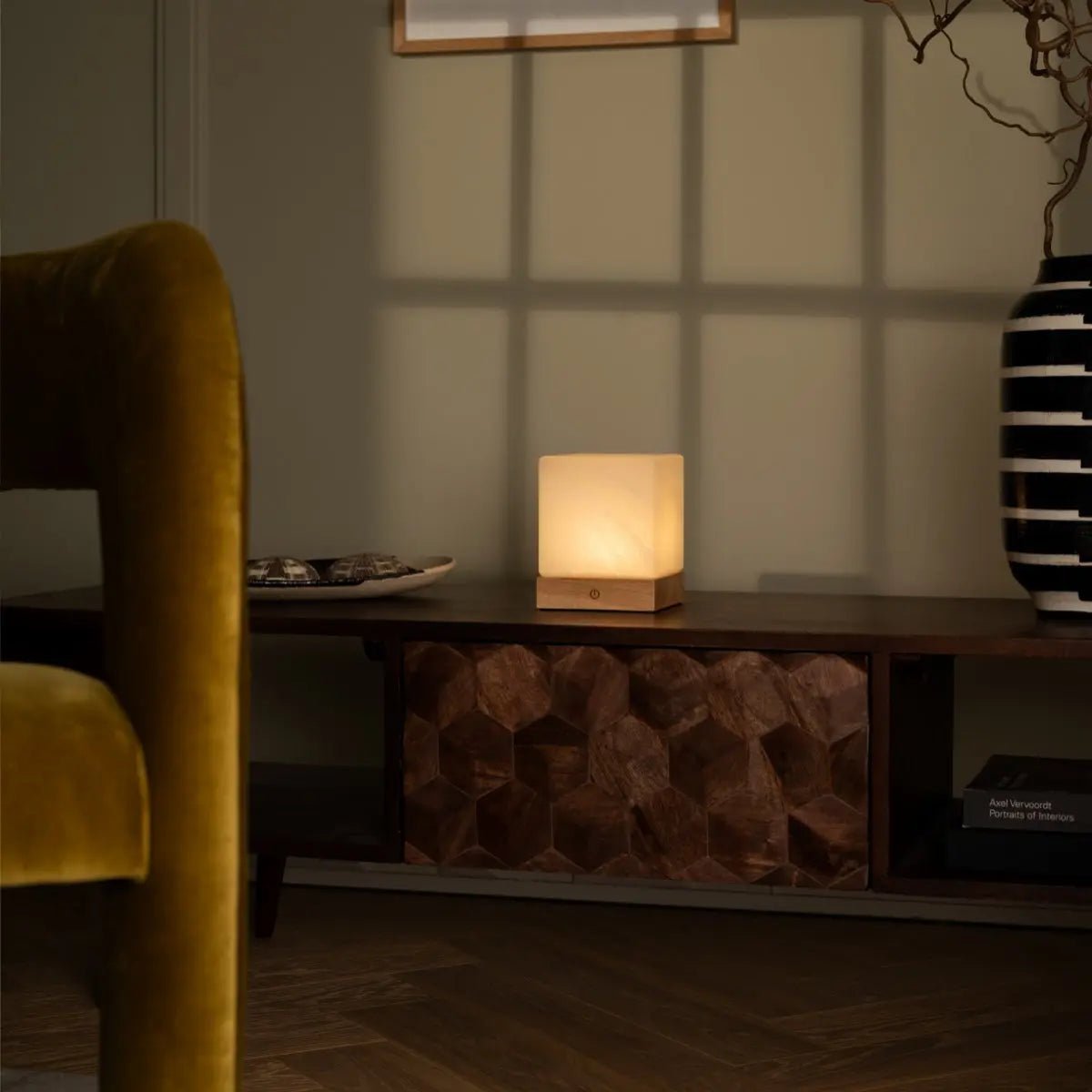 Yce Lichtbruine draadloze houten lamp