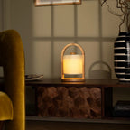 River lichtbruine houten oplaadbare lamp