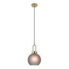 Luton Hanglamp - Messing, Mat Rookglas, Ø20 cm, 150 cm Stoffenkoord
