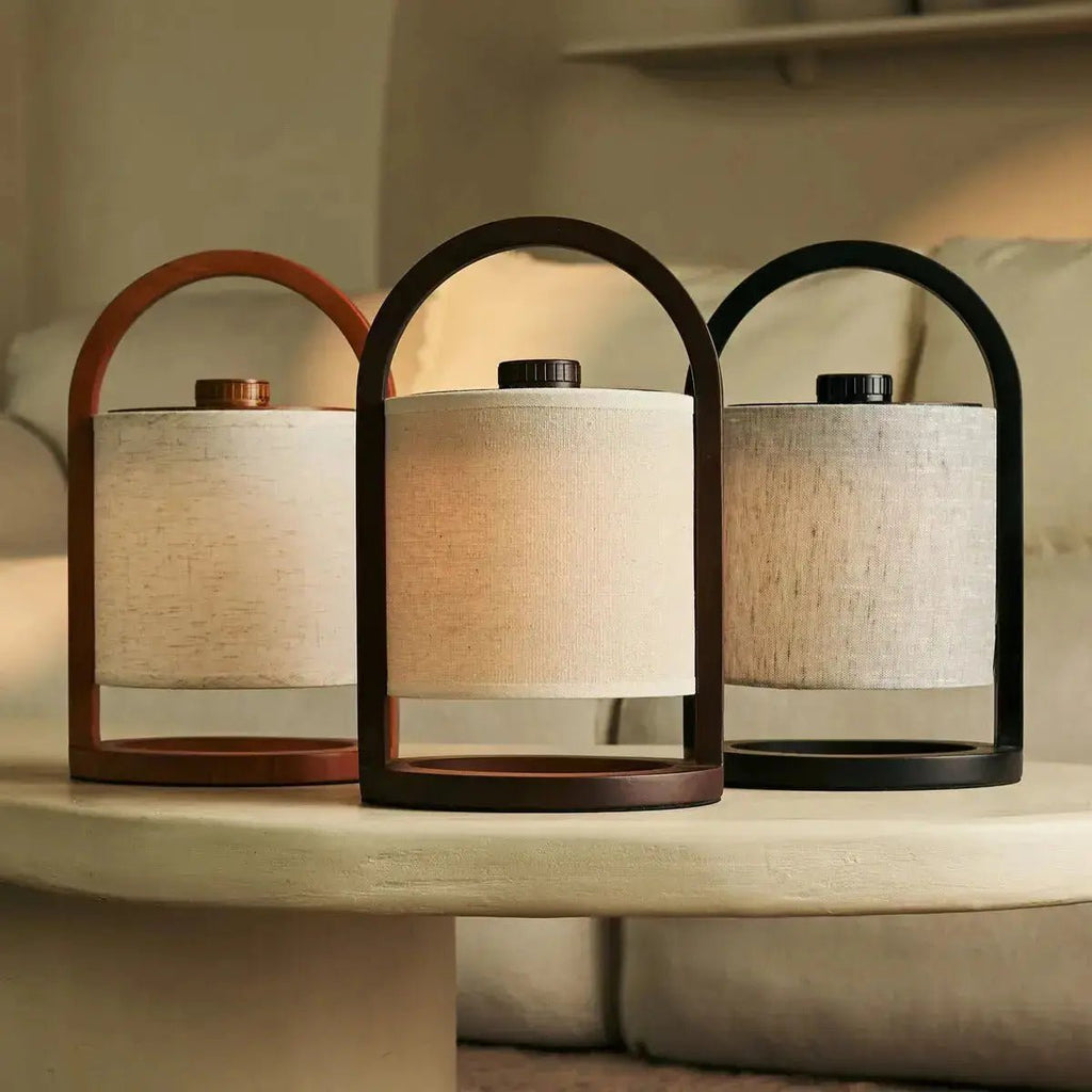 River donkerbruine houten oplaadbare lamp