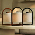River donkerbruine houten oplaadbare lamp