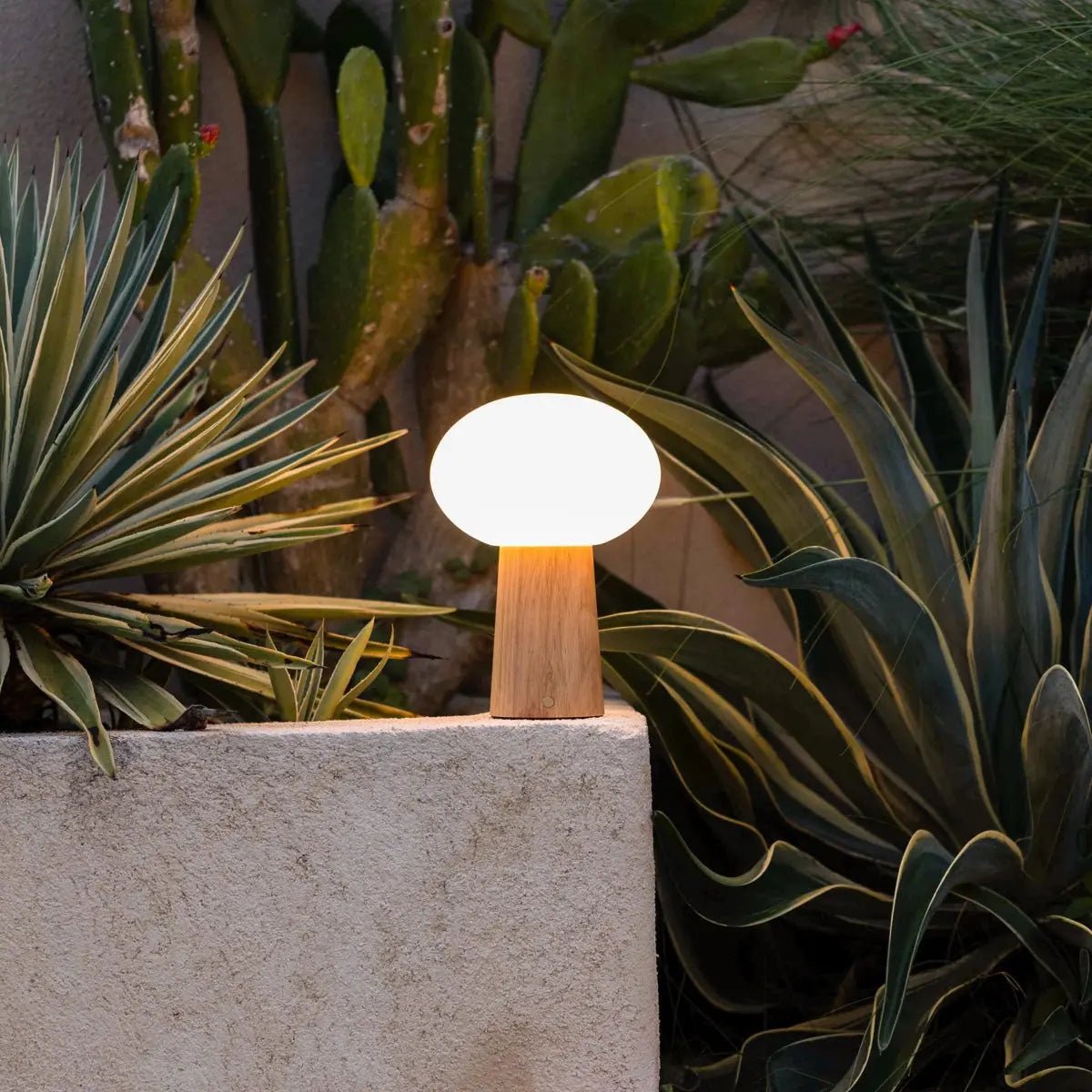 Max lichtbruine houten draadloze tafellamp