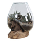 San Marino Waterdrop - Natuurlijk, Teakhout/Glas/Staal, 18x20x20 cm