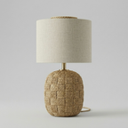 Woven Rattan Basket Table Lamp