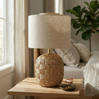 Woven Rattan Basket Table Lamp