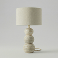 Stacked Travertine Sphere Table Lamp with Brass Accent