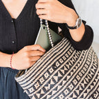 Boho Tote Bag – Zeegras Zomertas – Schouder Strandtas – Geweven Natuurlijke Tas – Grote Boho Boodschappentas KIDUL (zwart)