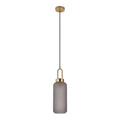 Luton Hanglamp - Messing, Mat Rookglas, Ø13 cm, 150 cm Stoffenkoord