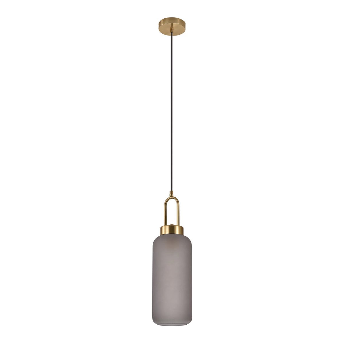 Luton Hanglamp - Messing, Mat Rookglas, Ø13 cm, 150 cm Stoffenkoord