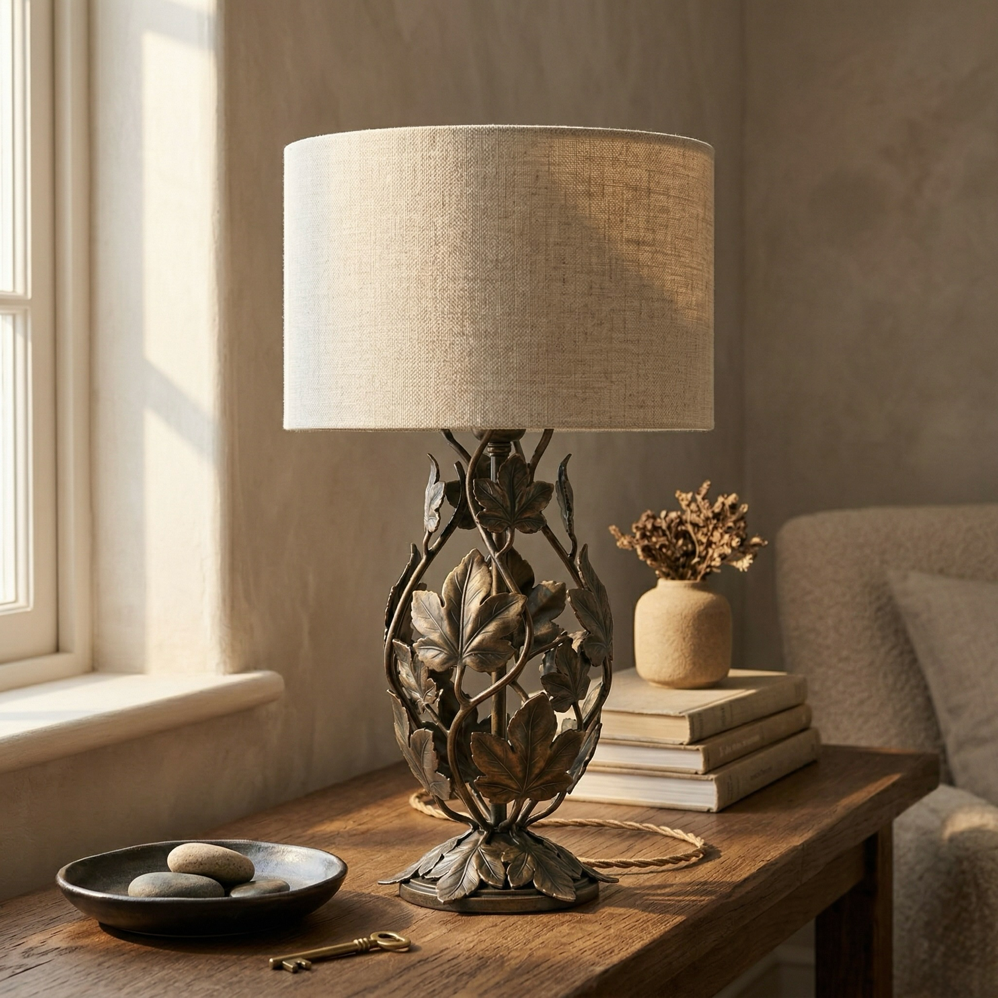 Antique Bronze Leaf Vine Table Lamp