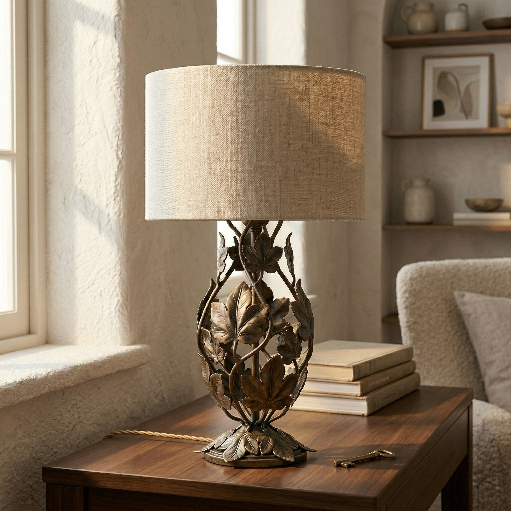 Antique Bronze Leaf Vine Table Lamp