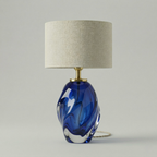 Cobalt Swirl Art Glass Table Lamp