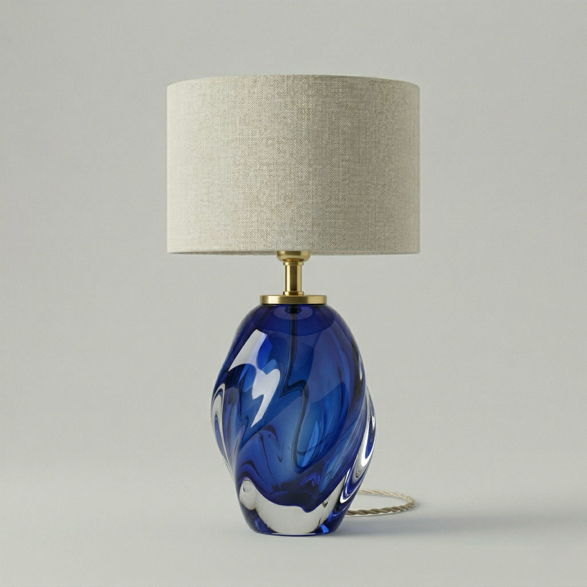 Cobalt Swirl Art Glass Table Lamp