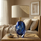 Cobalt Swirl Art Glass Table Lamp