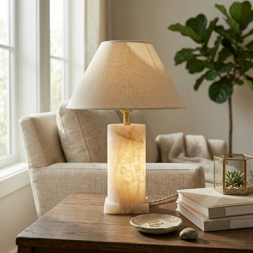 Alabaster Column Table Lamp