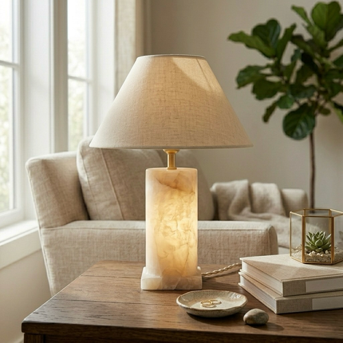 Alabaster Column Table Lamp
