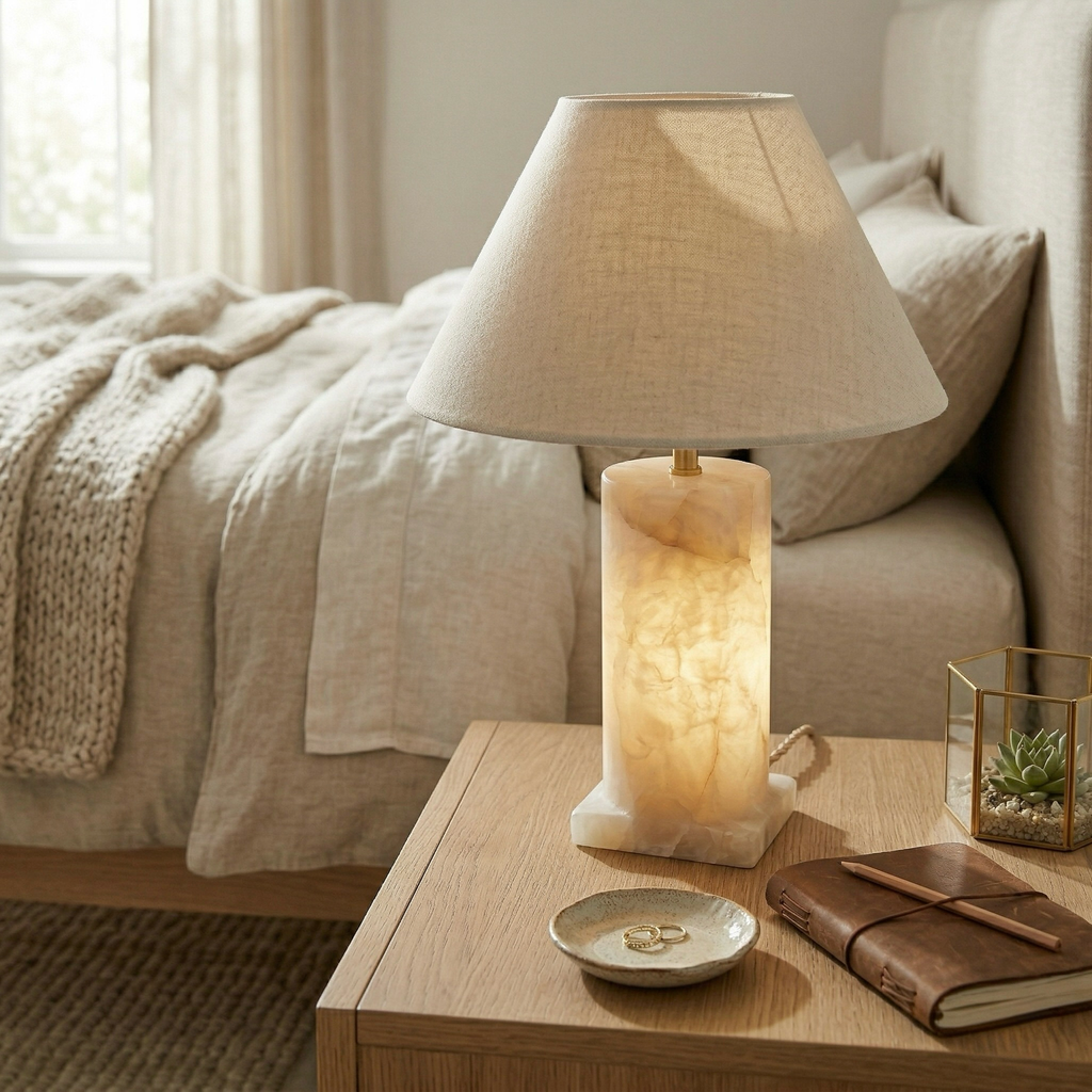 Alabaster Column Table Lamp