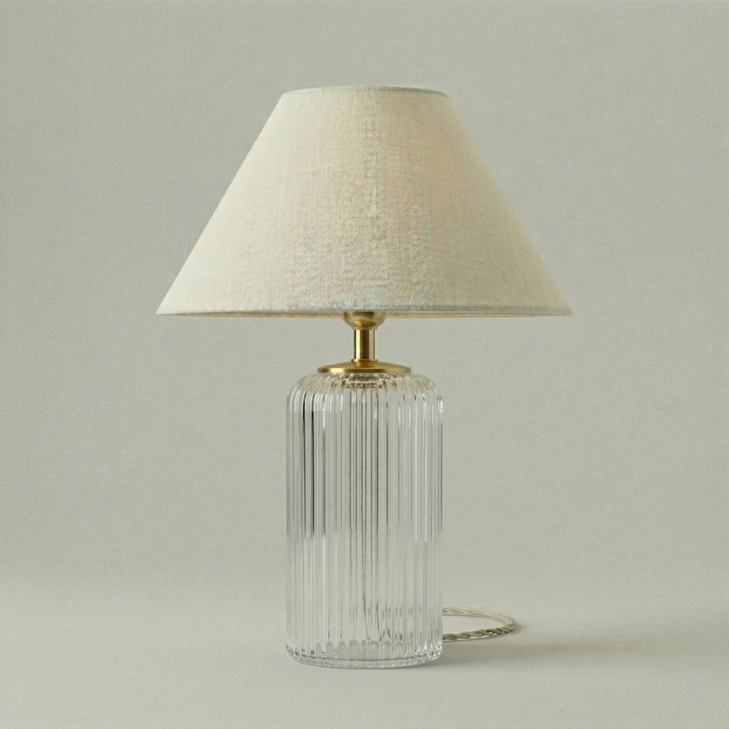 Ribbed Glass Table Lamp