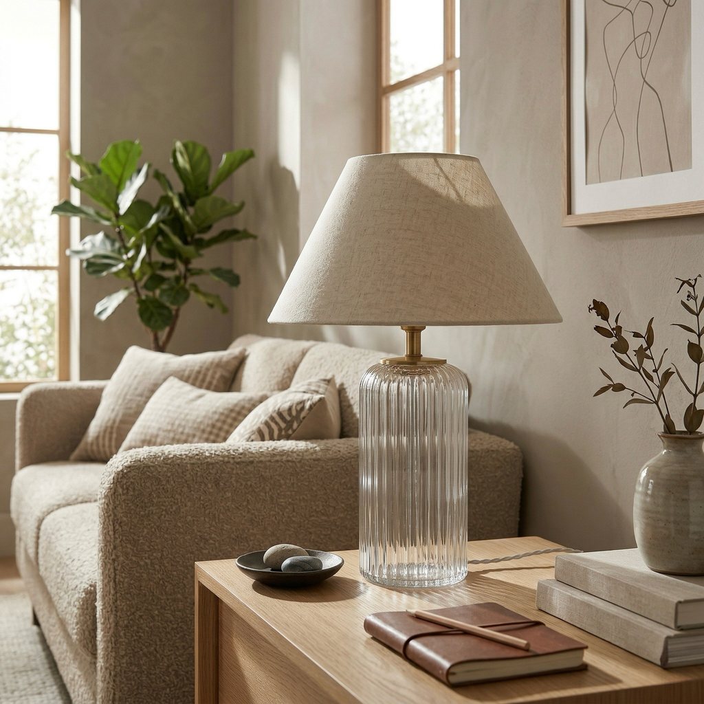 Ribbed Glass Table Lamp