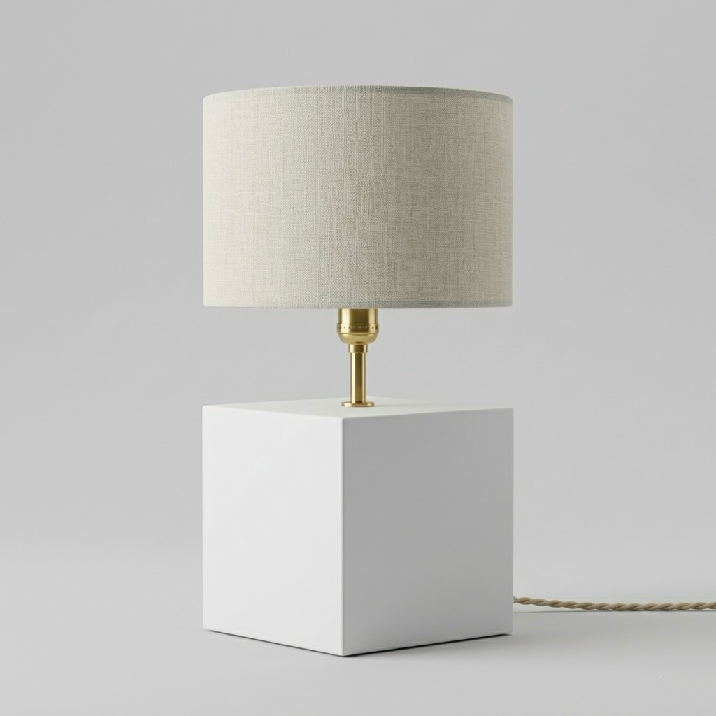 White Cube Base Table Lamp