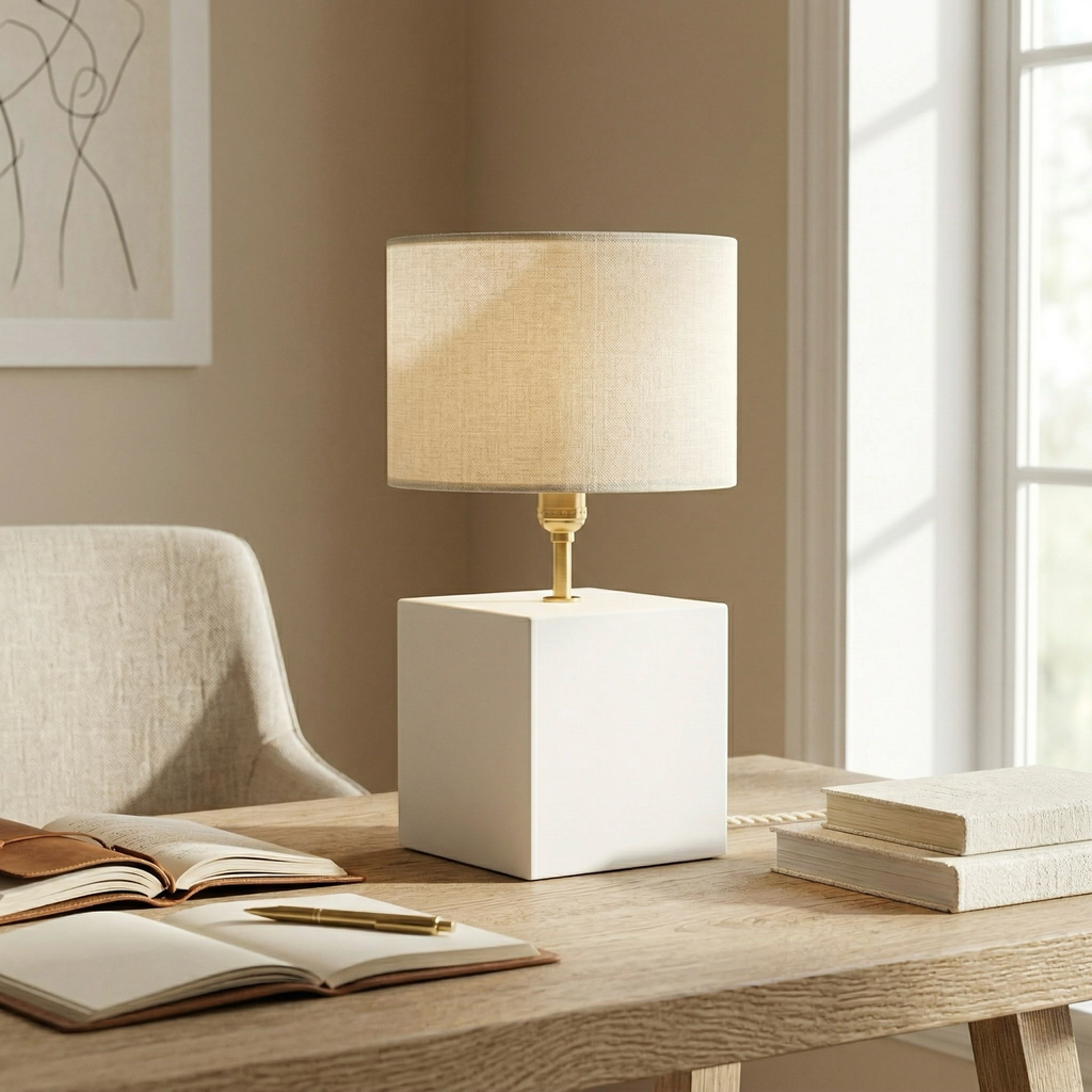 White Cube Base Table Lamp