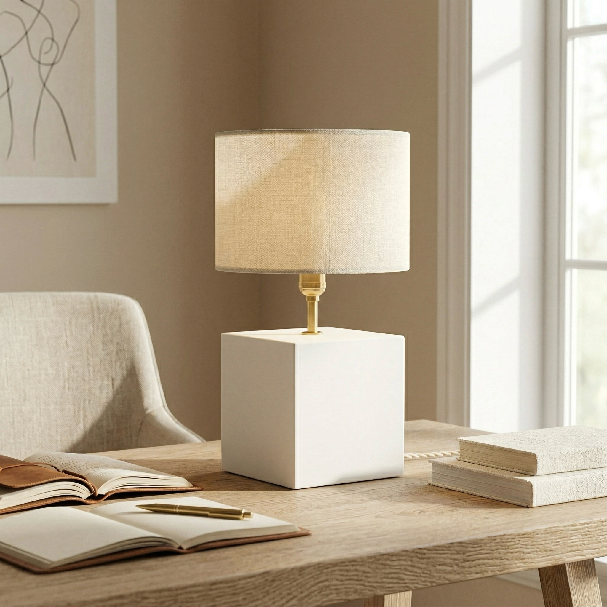 White Cube Base Table Lamp