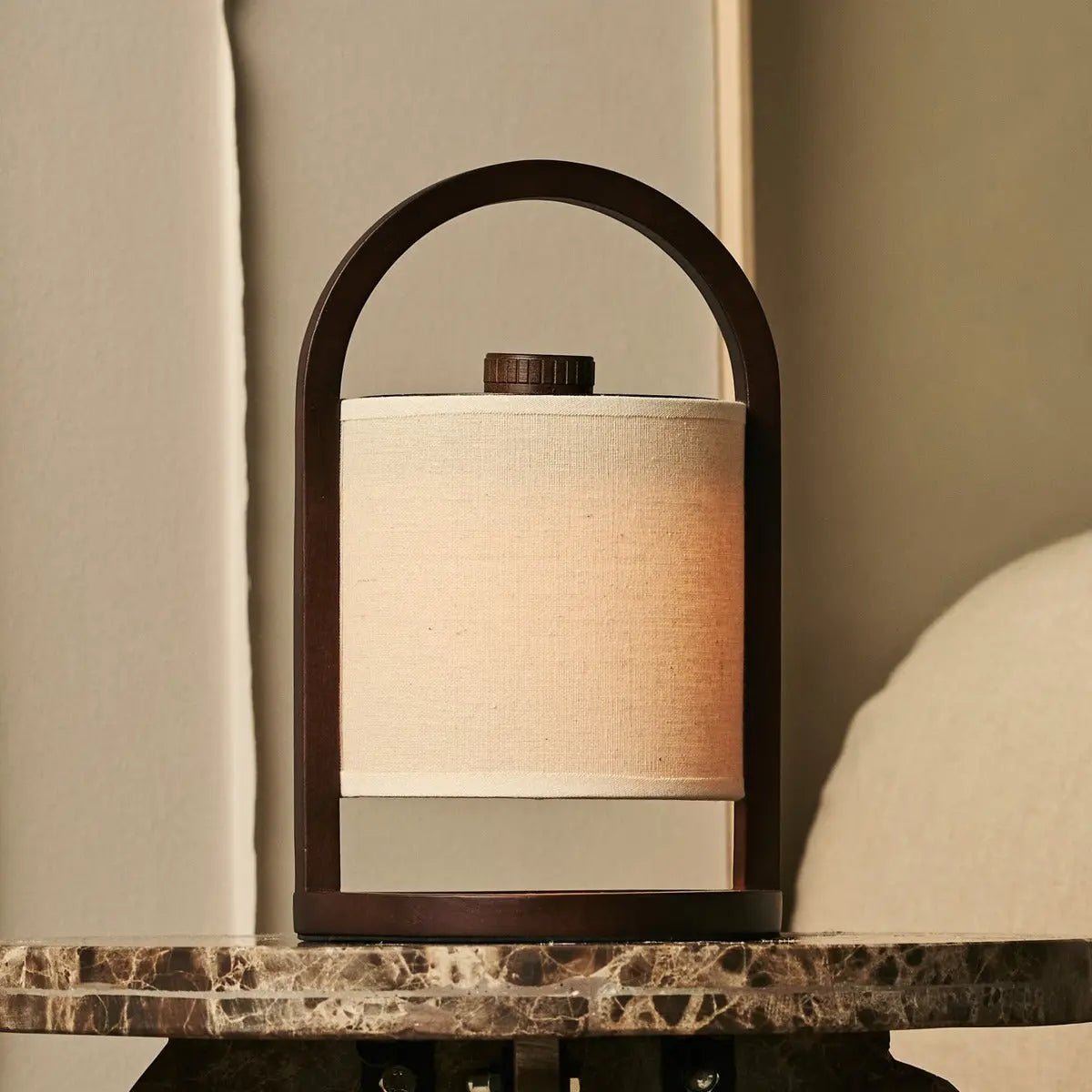 River donkerbruine houten oplaadbare lamp