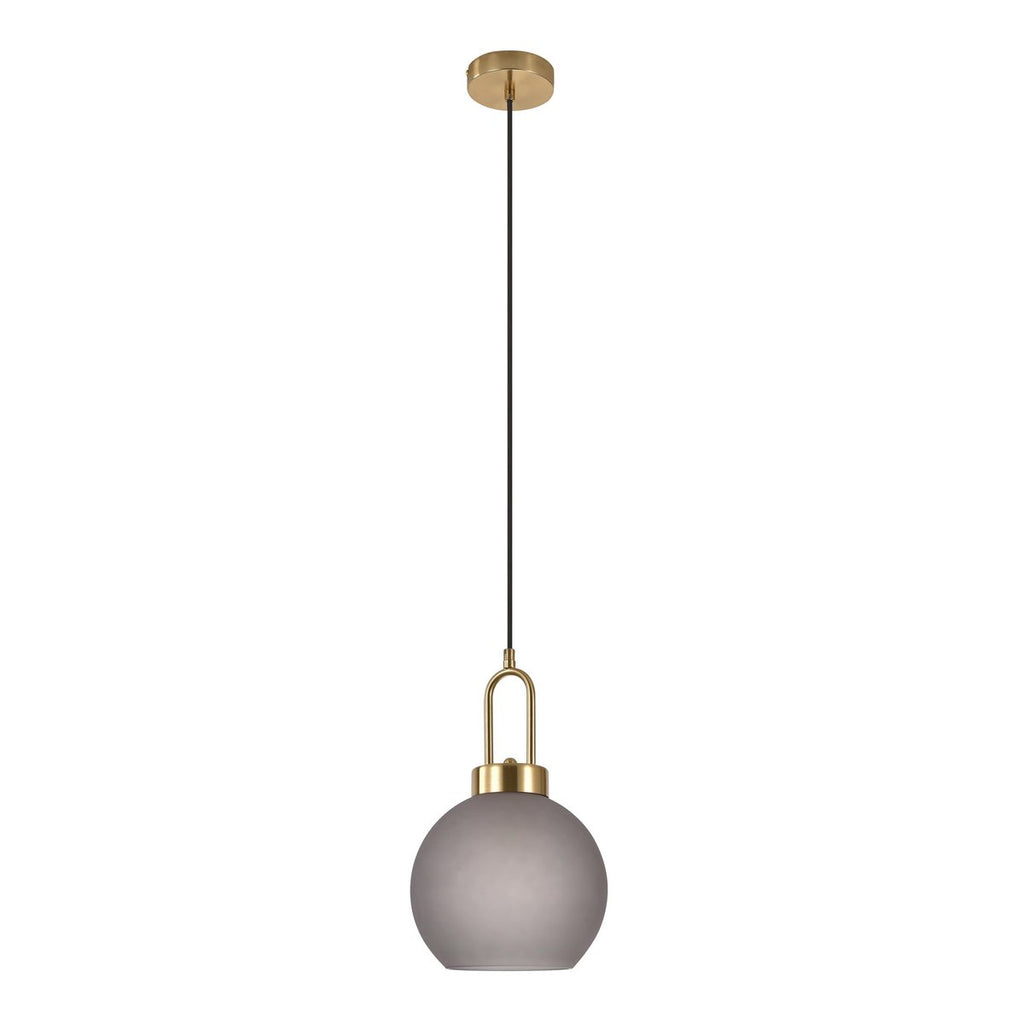 Luton Hanglamp - Messing, Mat Rookglas, Ø20 cm, 150 cm Stoffenkoord