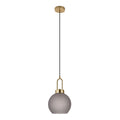 Luton Hanglamp - Messing, Mat Rookglas, Ø20 cm, 150 cm Stoffenkoord
