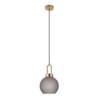 Luton Hanglamp - Messing, Mat Rookglas, Ø20 cm, 150 cm Stoffenkoord