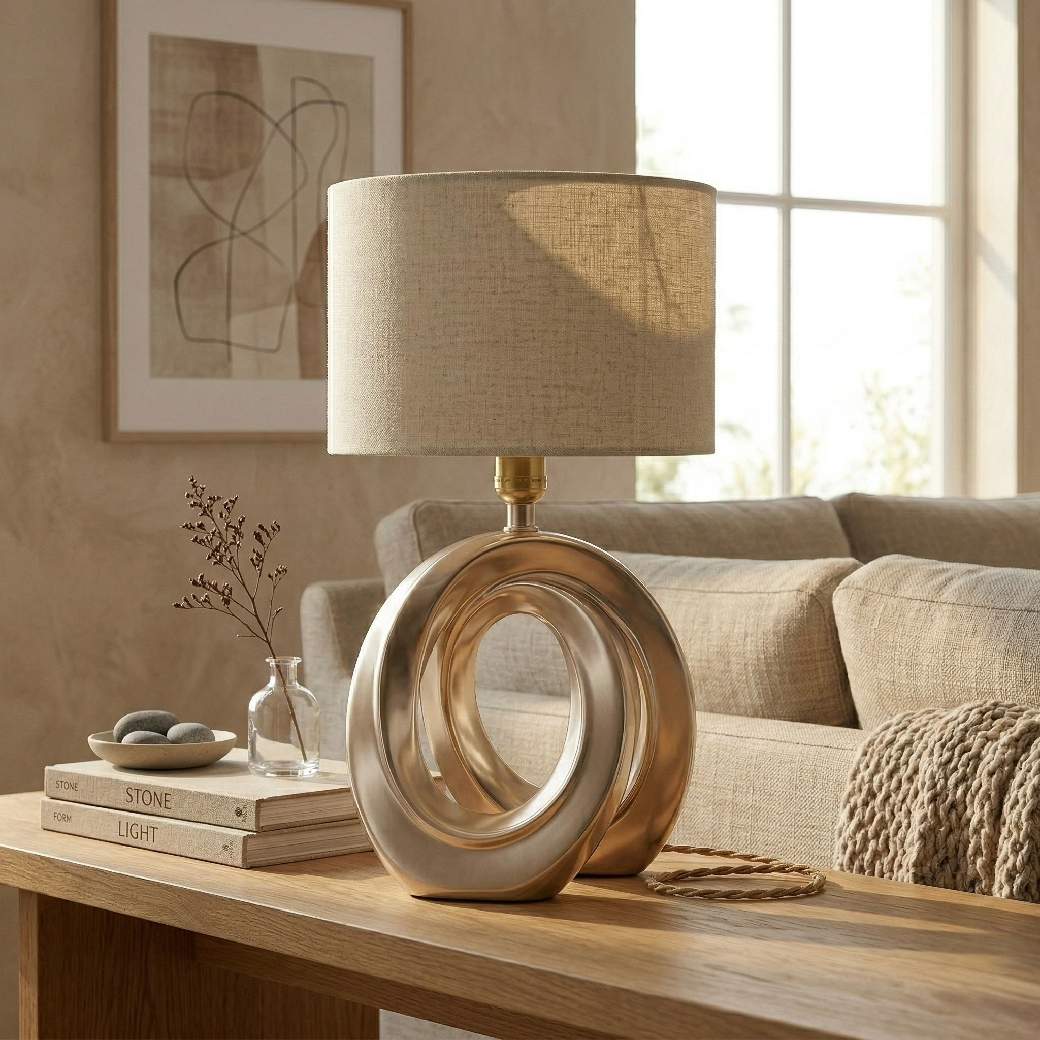 Sculptural Gold Loop Table Lamp