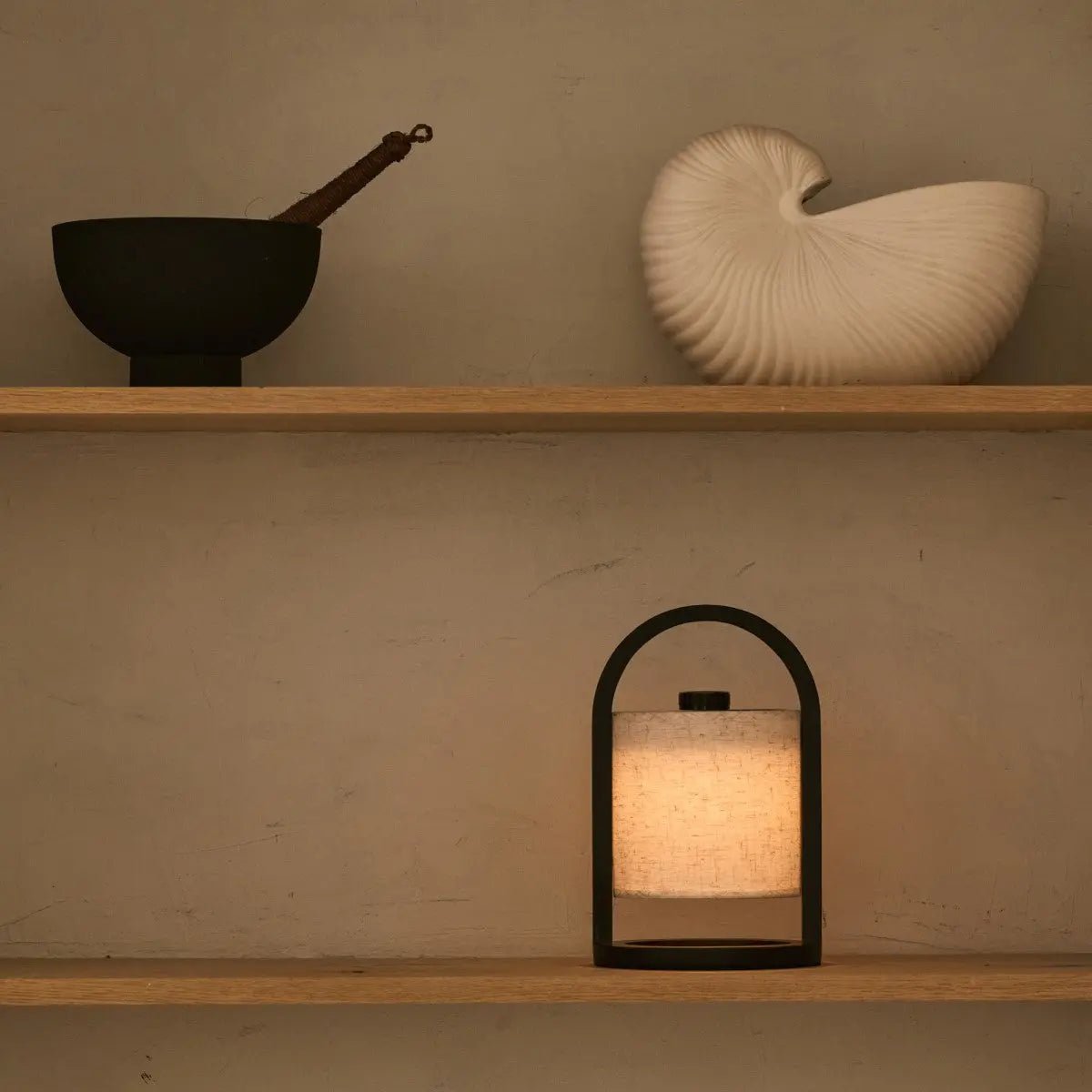 River donkerbruine houten oplaadbare lamp
