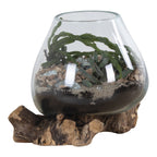 San Marino Waterdrop - Natuurlijk, Teakhout/Glas/Staal, 18x20x20 cm