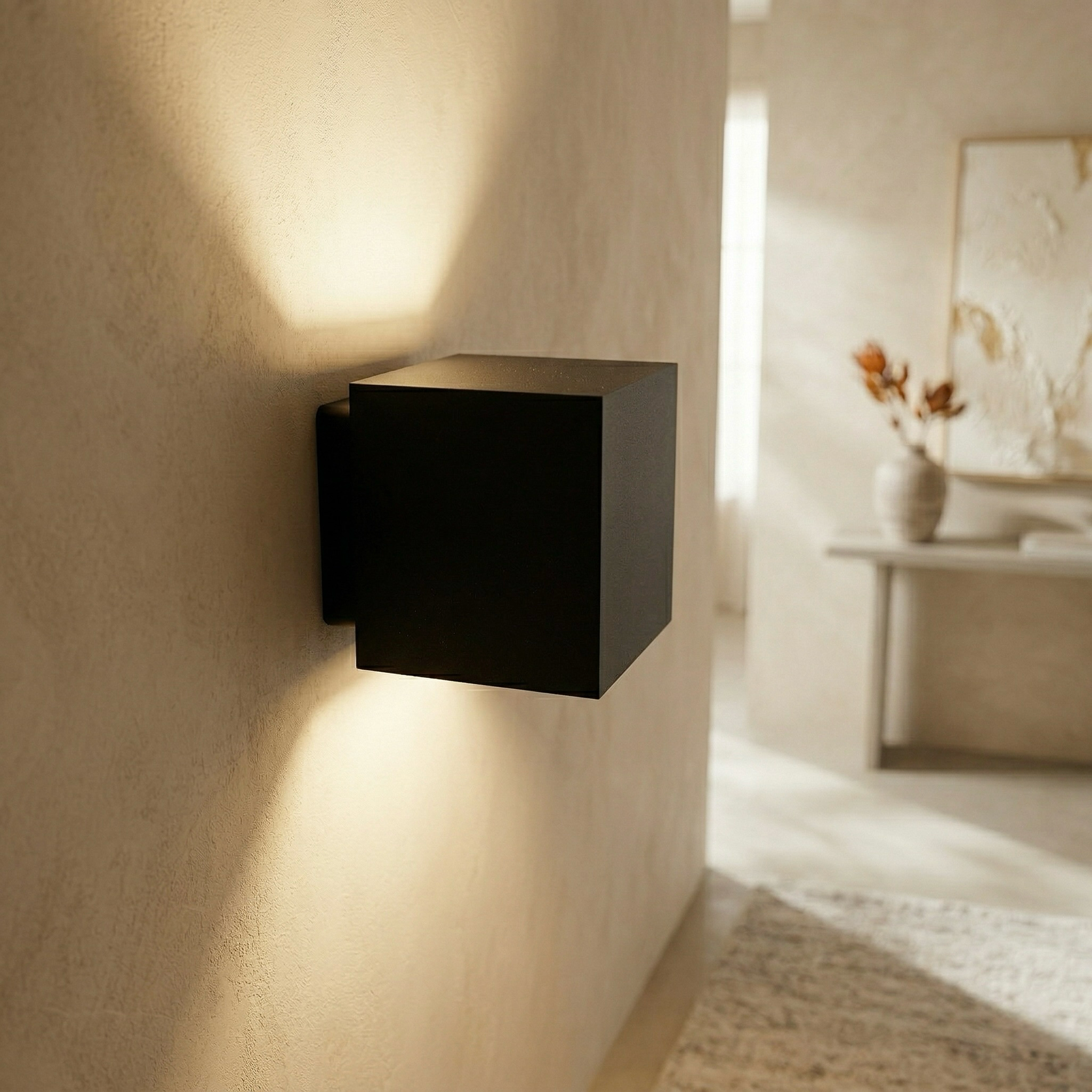 Modern Matte Black Cube Wall Sconce