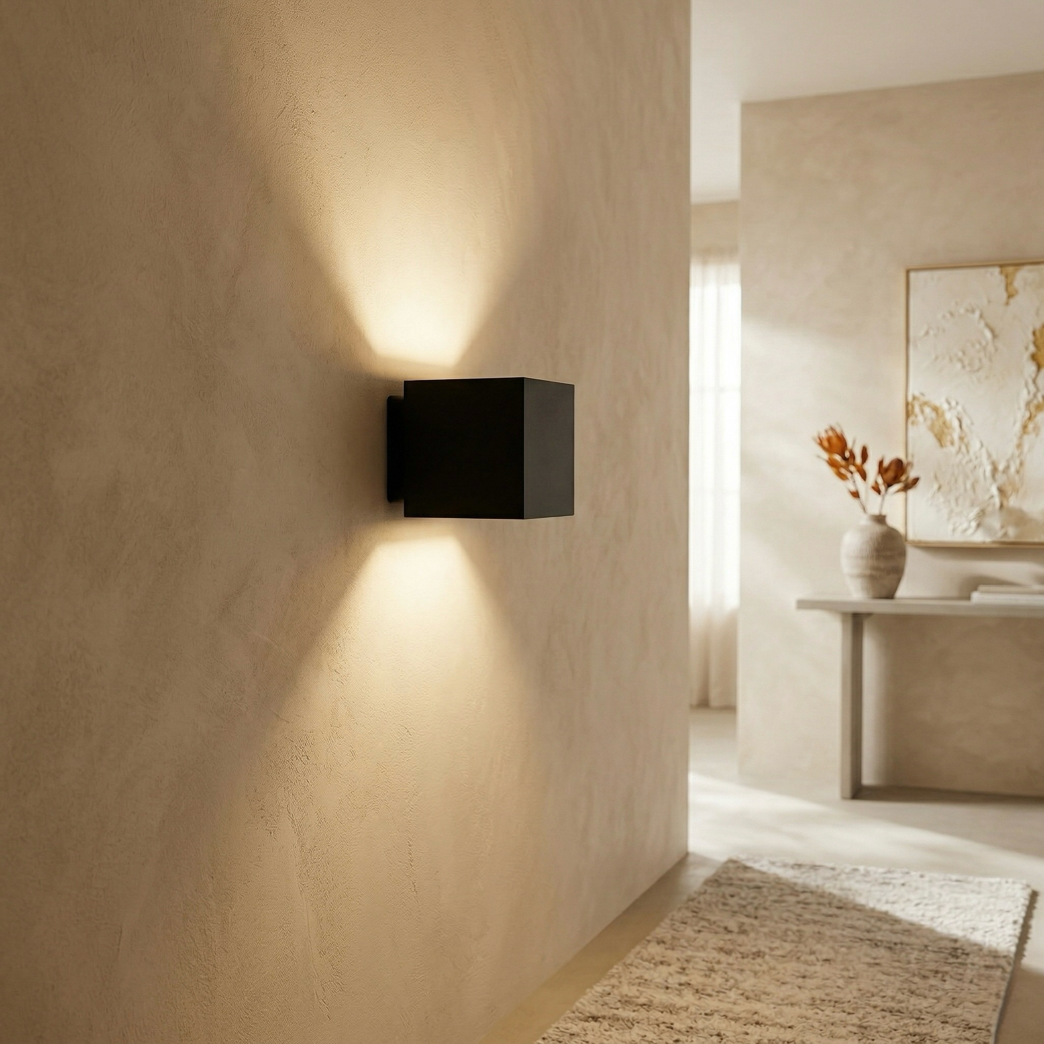 Modern Matte Black Cube Wall Sconce