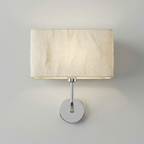 Chrome Wall Sconce with Linen Rectangular Shade