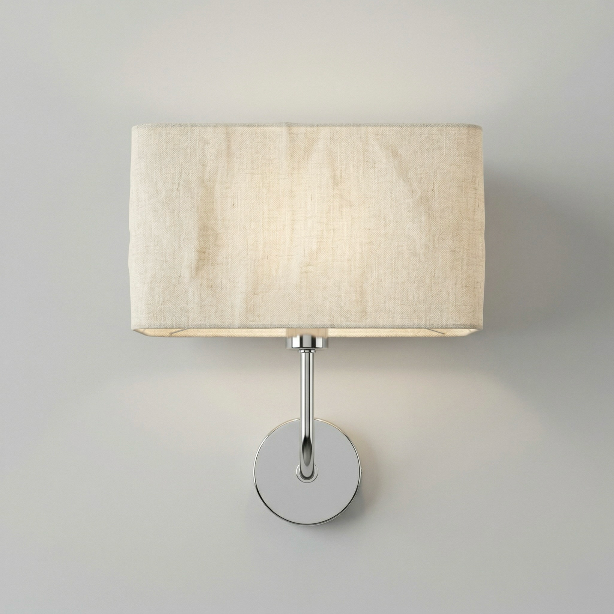 Chrome Wall Sconce with Linen Rectangular Shade