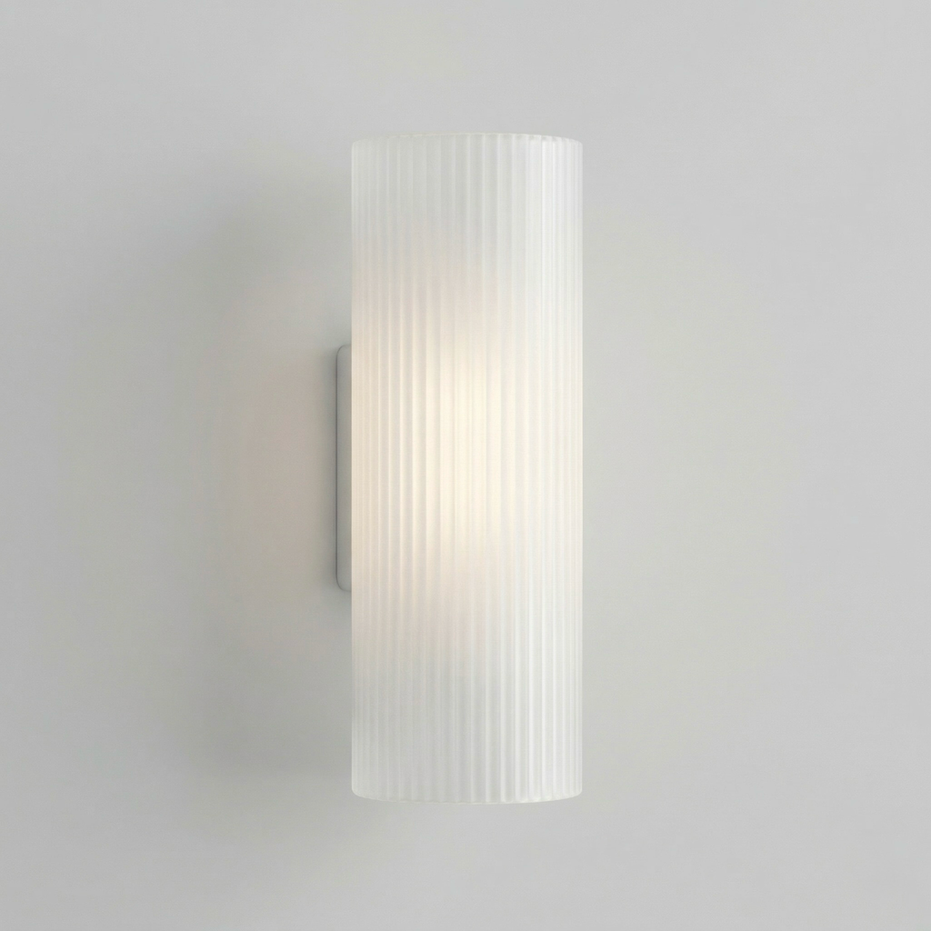 Ribbed Glass Cylinder Wall Sconce