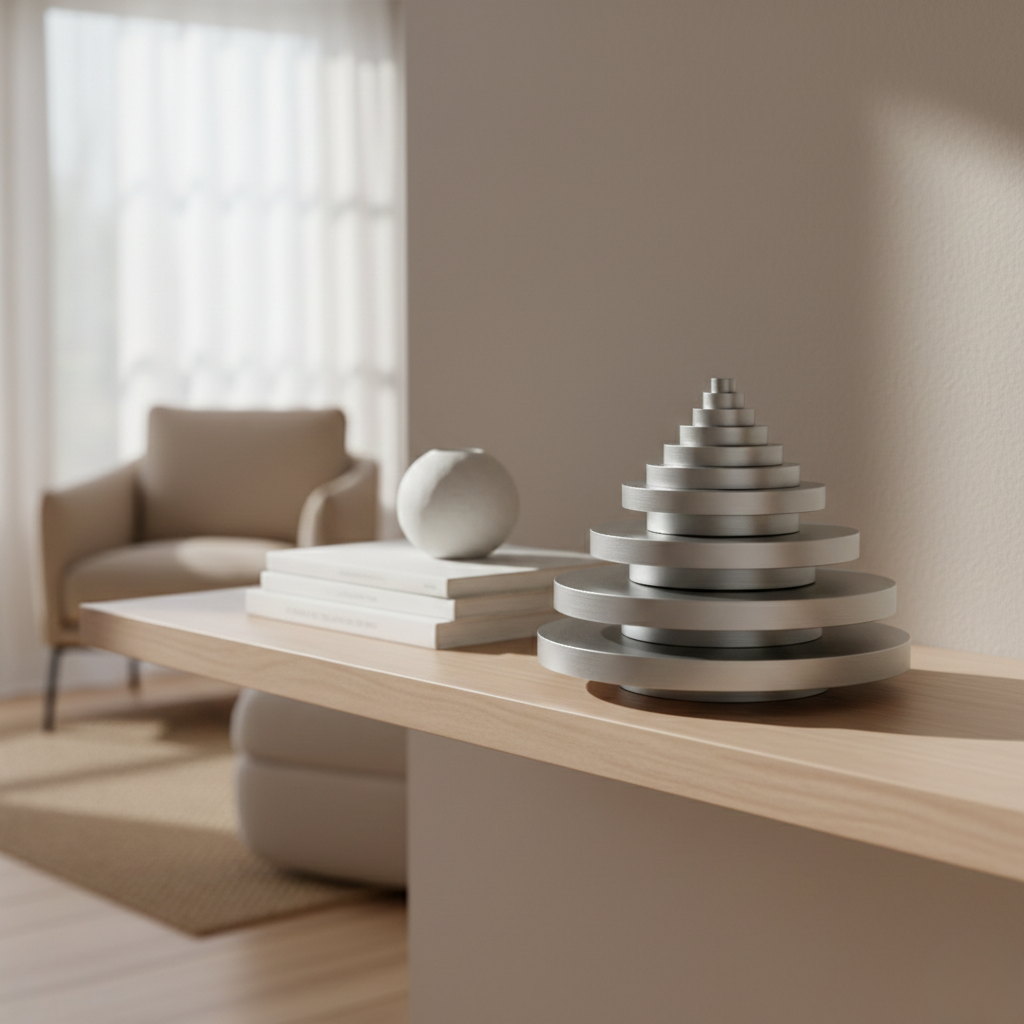 Brushed Steel Tiered Sculpture