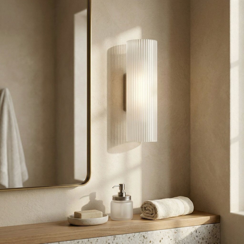 Ribbed Glass Cylinder Wall Sconce