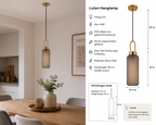 Luton Hanglamp - Messing, Mat Rookglas, Ø13 cm, 150 cm Stoffenkoord